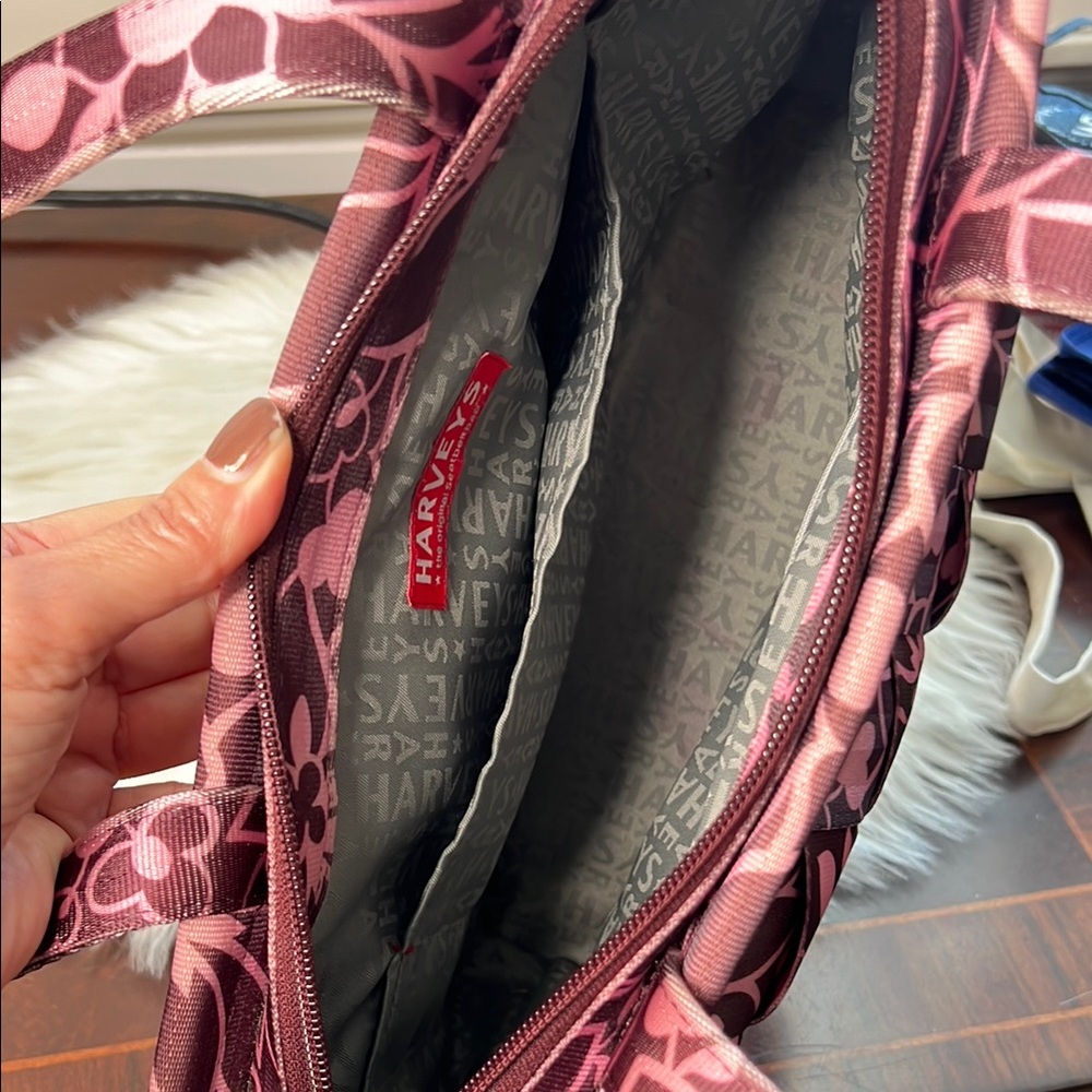 HARVEYS Seatbelt Classic Brown & Pink Leaf and Florals Shoulder Bag Vintage EC - Picture 16 of 17